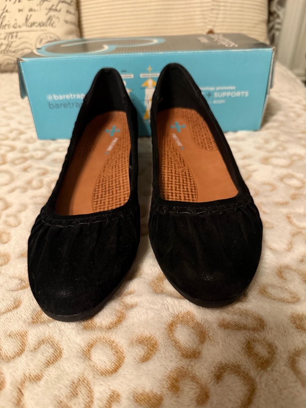 BareTraps Black Suede Gathered Ballet Flats